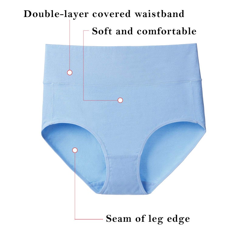 K-CHEONY Women's Underwear, High Waist Cotton Breathable Full Coverage Panties Brief Multipack Regular and Plus Size (Light Assorted, 5 Pack, Large) - Image 2